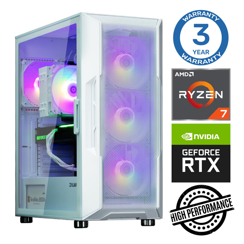 INTOP Ryzen 7 5700X 16GB 500SSD M.2 NVME RTX3050 6GB no-OS hinta ja tiedot | Pöytätietokoneet | hobbyhall.fi