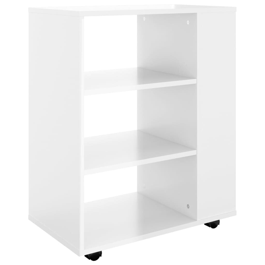 vidaXL Kaappi pyörillä korkeakiilto valkoinen 60x35x75 cm lastulevy hinta ja tiedot | Olohuoneen kaapit ja lipastot | hobbyhall.fi