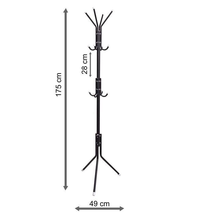 Naulakko GoodHome, musta, 175 cm hinta ja tiedot | Vaateripustimet ja pukupussit | hobbyhall.fi