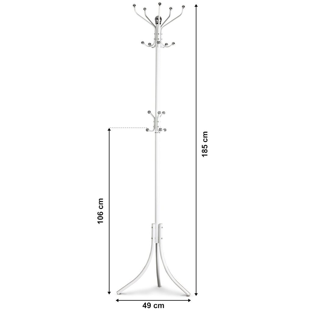 Naulakko ModernHome, valkoinen, 185 cm hinta ja tiedot | Vaateripustimet ja pukupussit | hobbyhall.fi