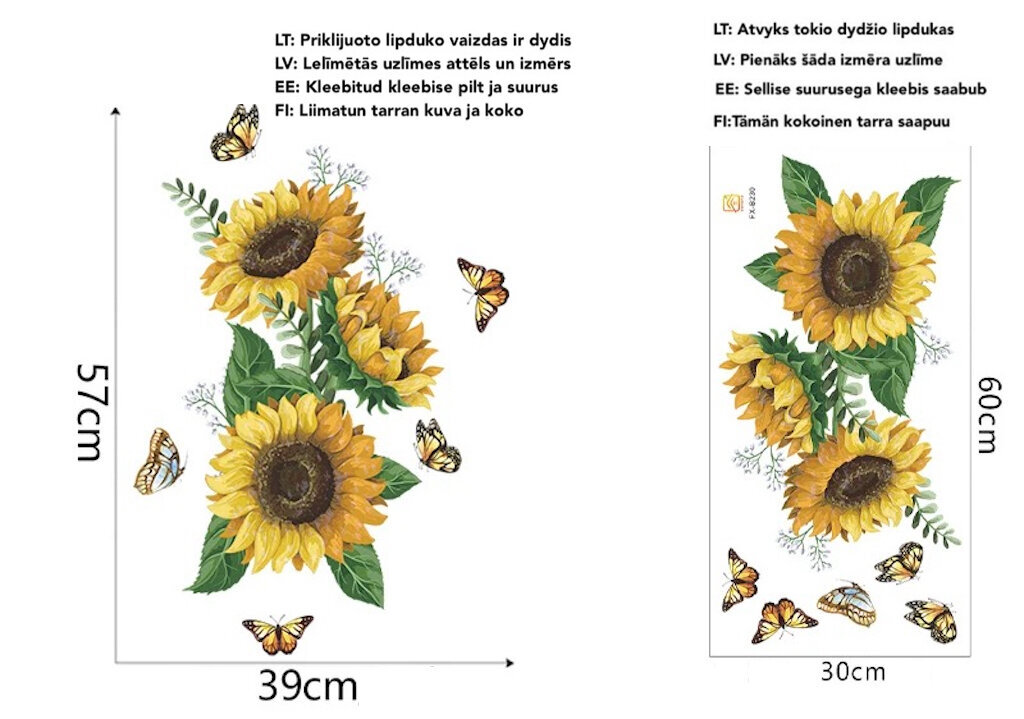 Sisustustarra Auringonkukat hinta ja tiedot | Sisustustarrat | hobbyhall.fi