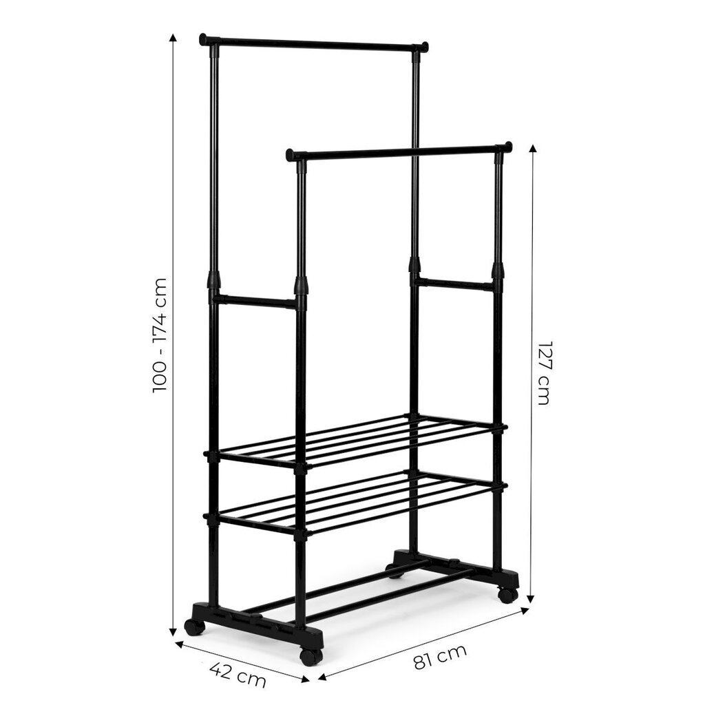 Vaateteline kenkähyllyllä, ModernHome, 174 cm. hinta ja tiedot | Vaateripustimet ja pukupussit | hobbyhall.fi