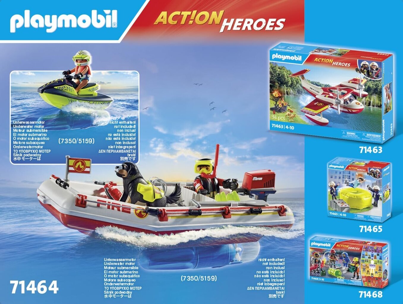 71464 PLAYMOBIL® Actions Heroes, Gaisrininkų valtis su vandens matociklu hinta ja tiedot | LEGOT ja rakennuslelut | hobbyhall.fi