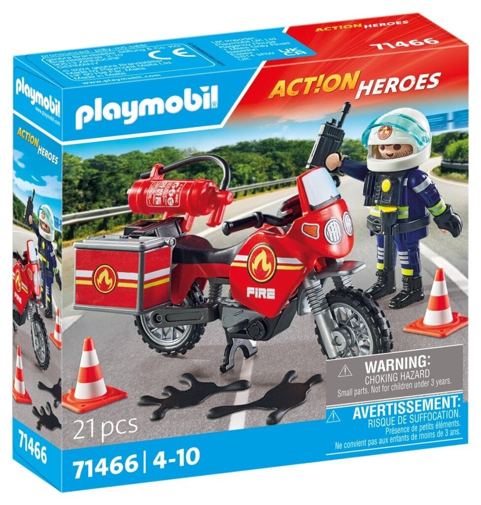 71466 PLAYMOBIL® Action Heroes, palomiehen moottoripyörä hinta ja tiedot | LEGOT ja rakennuslelut | hobbyhall.fi