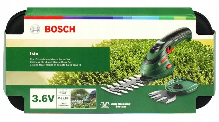 Akkukäyttöiset ruoho-/pihasakset Bosch 12 cm 3,6 V hinta ja tiedot | Pensasleikkurit | hobbyhall.fi