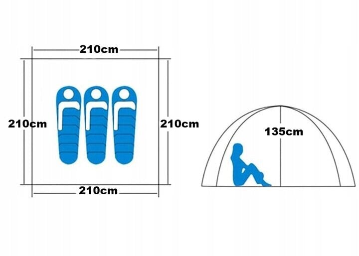 Teltta Fluxar NK02-3, sininen hinta ja tiedot | Teltat | hobbyhall.fi