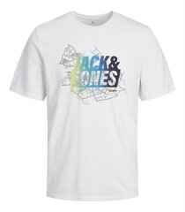 Jack & Jones Miesten T-paita 12257908*02, valkoinen 5715519929432 hinta ja tiedot | Miesten T-paidat | hobbyhall.fi