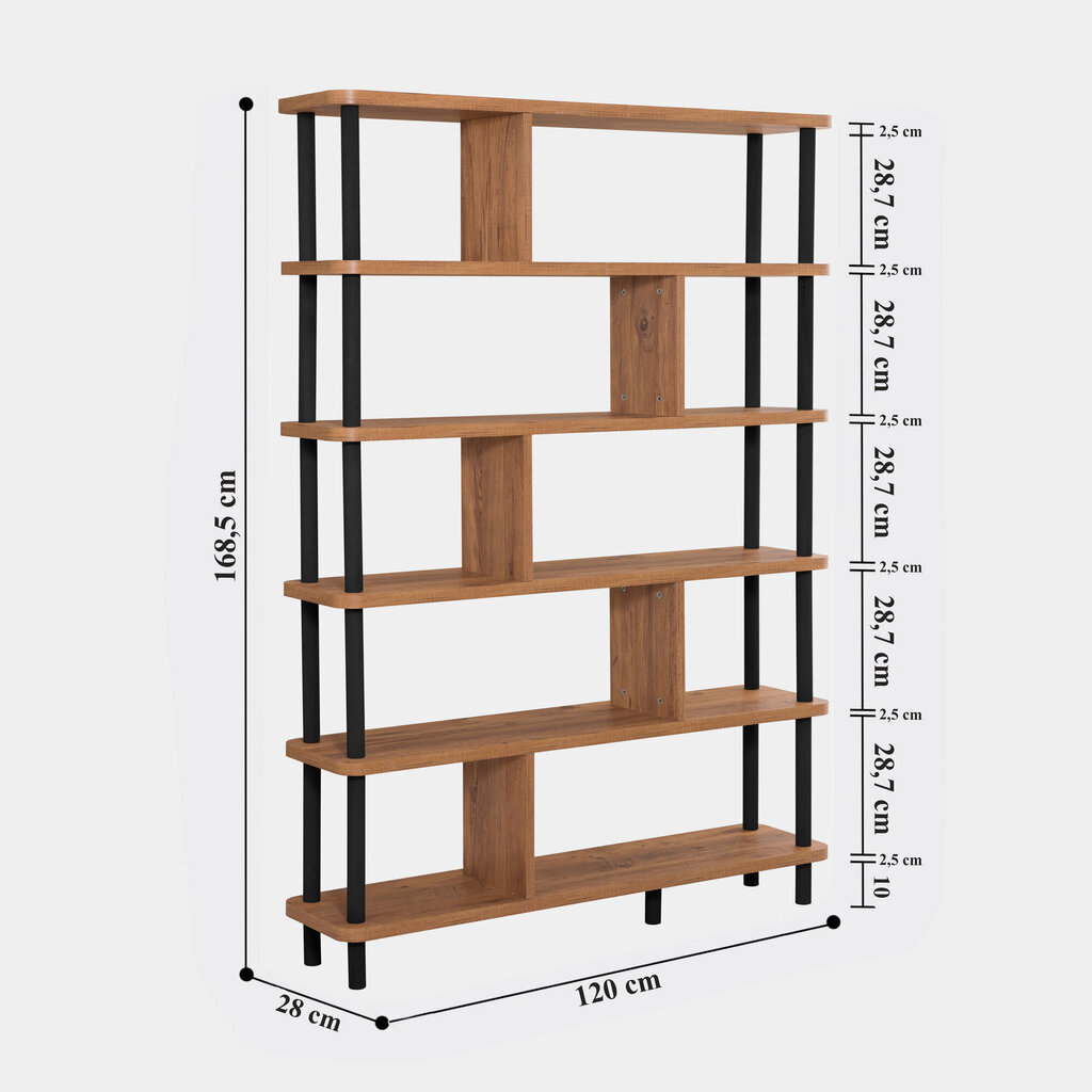Kirjahylly Meta, ruskea/musta hinta ja tiedot | Hyllyt | hobbyhall.fi