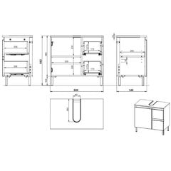 Kylpyhuoneen kaappi Aatrium Salinas, 60x56x34 cm, harmaa/ruskea hinta ja tiedot | Kylpyhuonekaapit | hobbyhall.fi