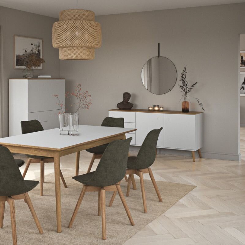 Pöytä Aatrium Dot 160/205x90x75, ruskea/valkoinen hinta ja tiedot | Ruokapöydät | hobbyhall.fi