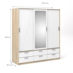 Kaappi Aatrium Line, 181x60x200 cm, valkoinen/ruskea hinta ja tiedot | Kaapit | hobbyhall.fi