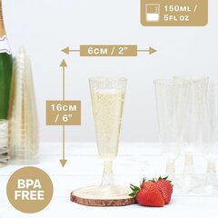 Muovinen samppanjalasi, 150 ml, 50 kpl hinta ja tiedot | Lasit, mukit ja kannut | hobbyhall.fi