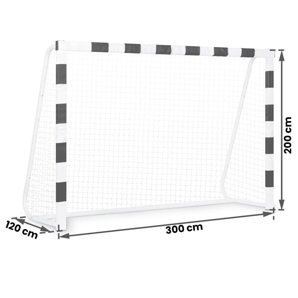 Jalkapallomaali, 300 x 200 x 120 cm, mustavalkoinen hinta ja tiedot | Jalkapallomaalit ja verkot | hobbyhall.fi