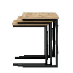 3 sohvapöydän setti Gigogne, ruskea/musta hinta ja tiedot | Sohvapöydät | hobbyhall.fi