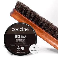 Coccine Shoe Wax, 40 g + Kengänkiillotusharja hevosenjouhi, 16 cm hinta ja tiedot | Vaatteiden ja jalkineiden hoito | hobbyhall.fi