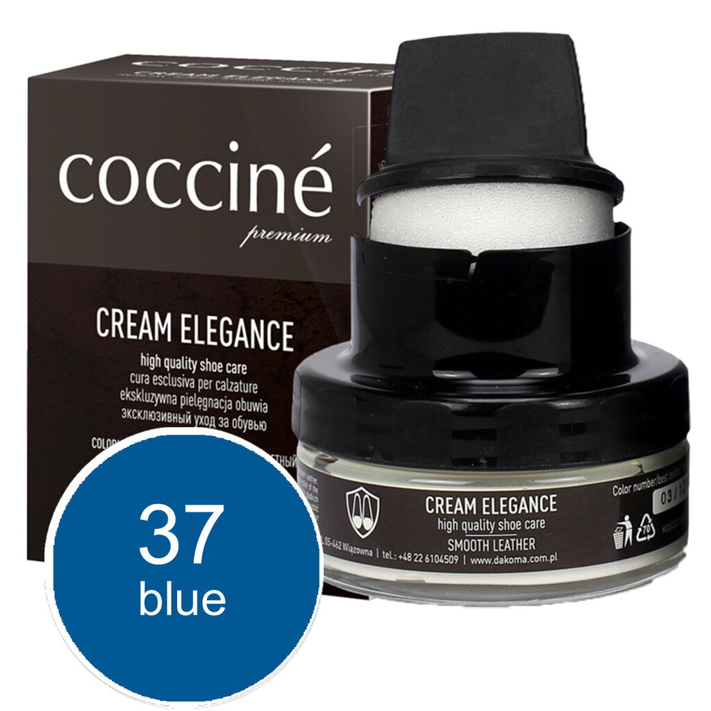 Nahkavoide Coccine Cream Elegance, blue, 50ml + Kengänkiillotusharja hevosenjouhi, 16 cm hinta ja tiedot | Vaatteiden ja jalkineiden hoito | hobbyhall.fi