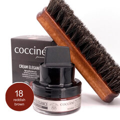 Nahkavoide Coccine Cream Elegance, reddish brown, 50ml + Kengänkiillotusharja hevosenjouhi, 16 cm hinta ja tiedot | Vaatteiden ja jalkineiden hoito | hobbyhall.fi