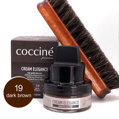 Nahkavoide Coccine Cream Elegance, dark brown, 50ml + Kengänkiillotusharja hevosenjouhi, 16 cm hinta ja tiedot | Vaatteiden ja jalkineiden hoito | hobbyhall.fi