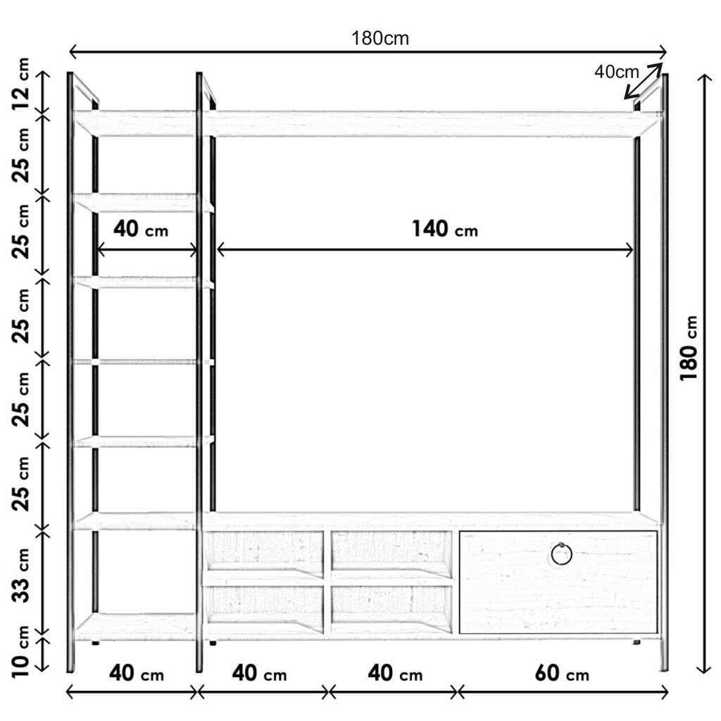 TV-kaluste Kalune Design Mat - L515, musta hinta ja tiedot | TV- ja mediakalusteet | hobbyhall.fi