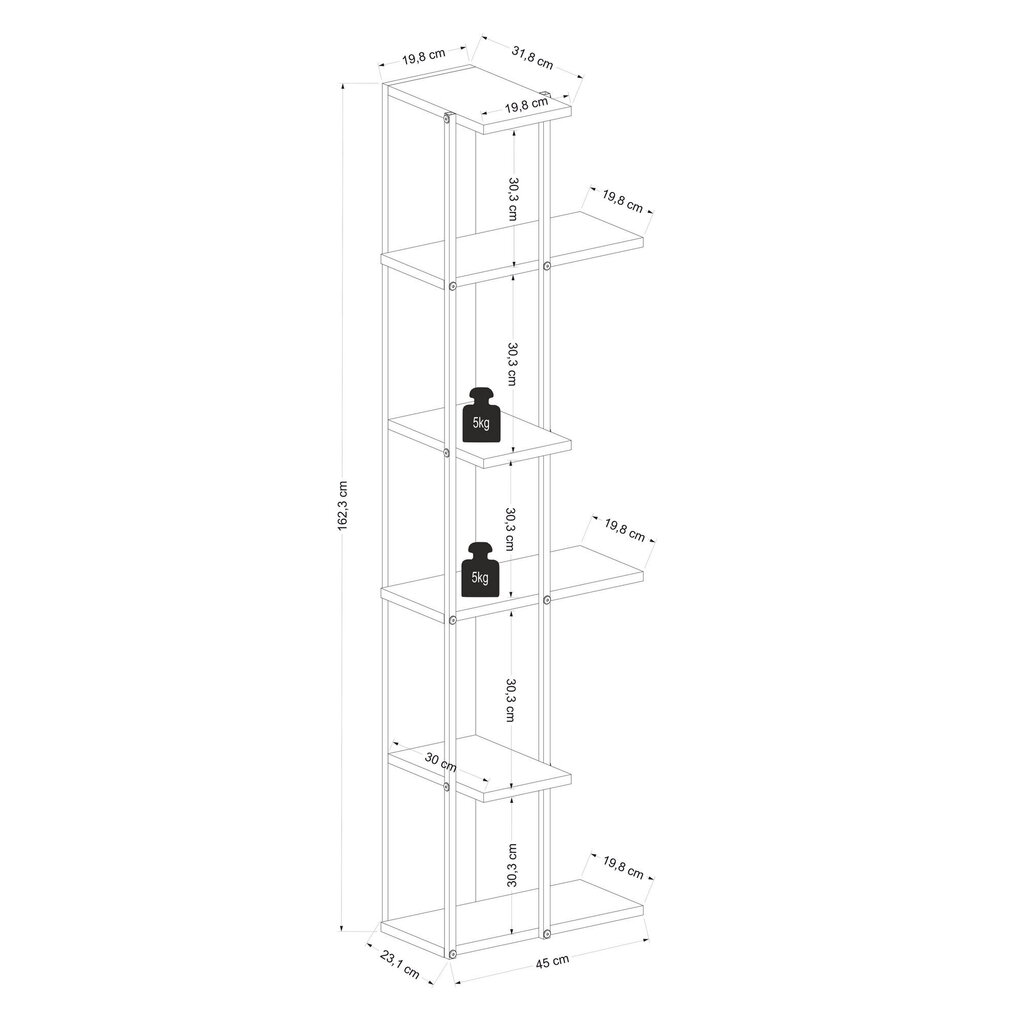 Kirjahylly Feza, ruskea hinta ja tiedot | Hyllyt | hobbyhall.fi