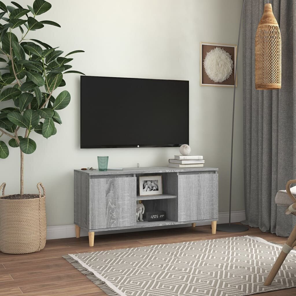 vidaXL TV-taso täyspuiset jalat harmaa Sonoma 103,5x35x50 cm hinta ja tiedot | TV-tasot | hobbyhall.fi