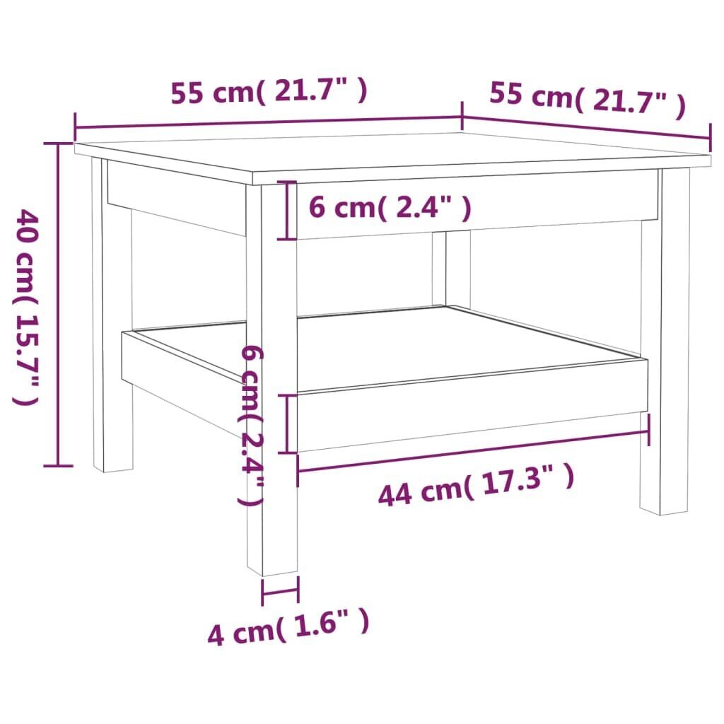 vidaXL Sohvapöytä valkoinen 55x55x40 cm täysi mänty hinta ja tiedot | Sohvapöydät | hobbyhall.fi