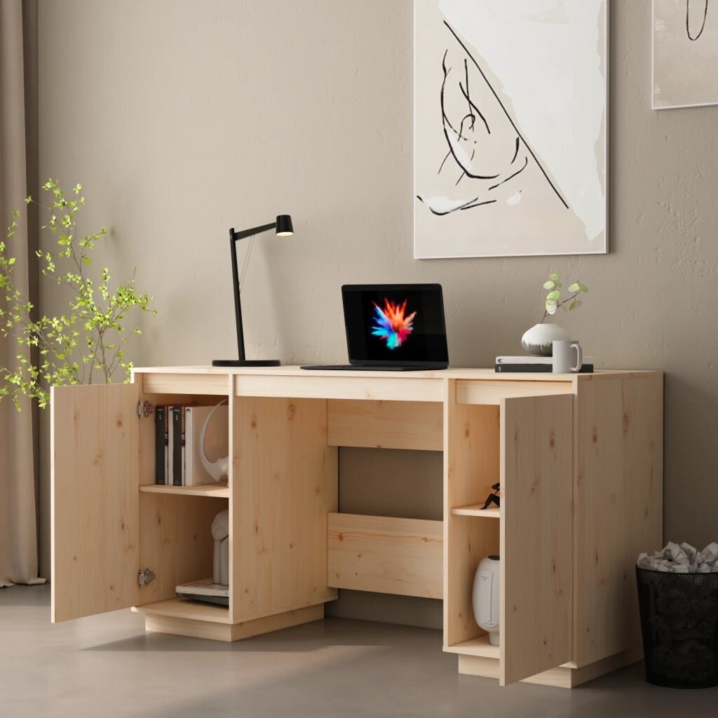 vidaXL Työpöytä 140x50x75 cm täysi mänty hinta ja tiedot | Tietokonepöydät ja työpöydät | hobbyhall.fi