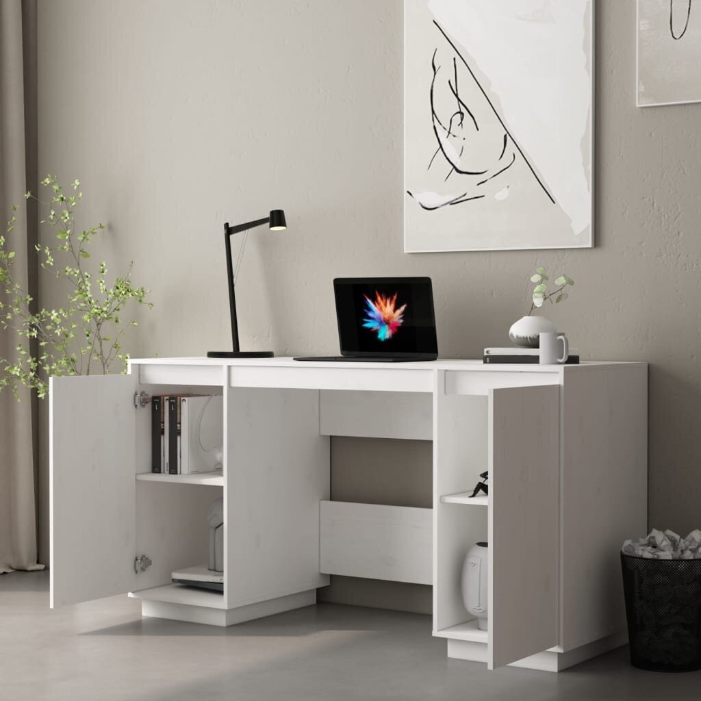 vidaXL Työpöytä valkoinen 140x50x75 cm täysi mänty hinta ja tiedot | Tietokonepöydät ja työpöydät | hobbyhall.fi