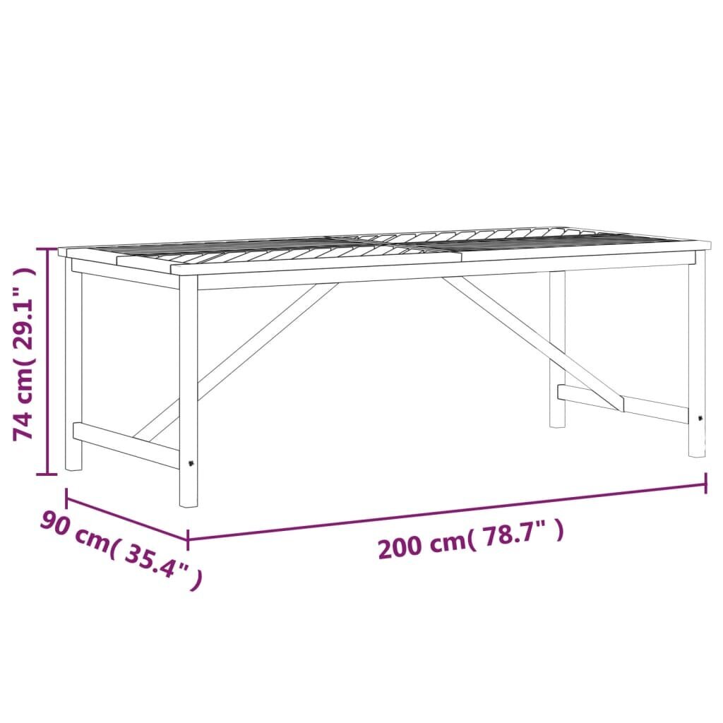 vidaXL Ulkoruokapöytä 200x90x74 cm täysi akasiapuu hinta ja tiedot | Puutarhapöydät | hobbyhall.fi