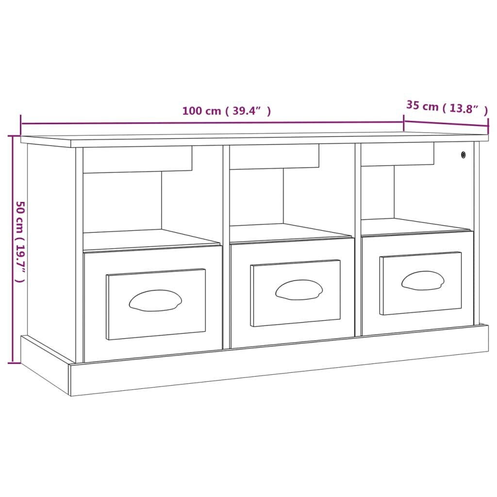 vidaXL TV-taso valkoinen 100x35x50 cm tekninen puu hinta ja tiedot | TV-tasot | hobbyhall.fi