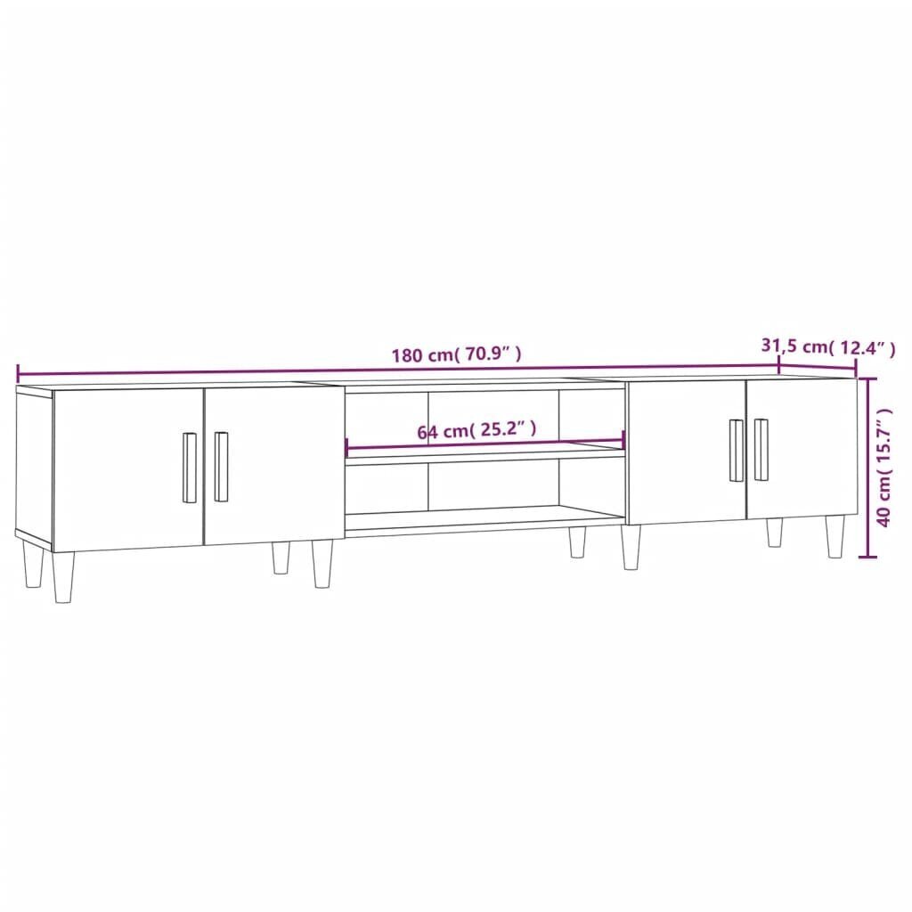 vidaXL TV-taso valkoinen 180x31,5x40 cm tekninen puu hinta ja tiedot | TV-tasot | hobbyhall.fi