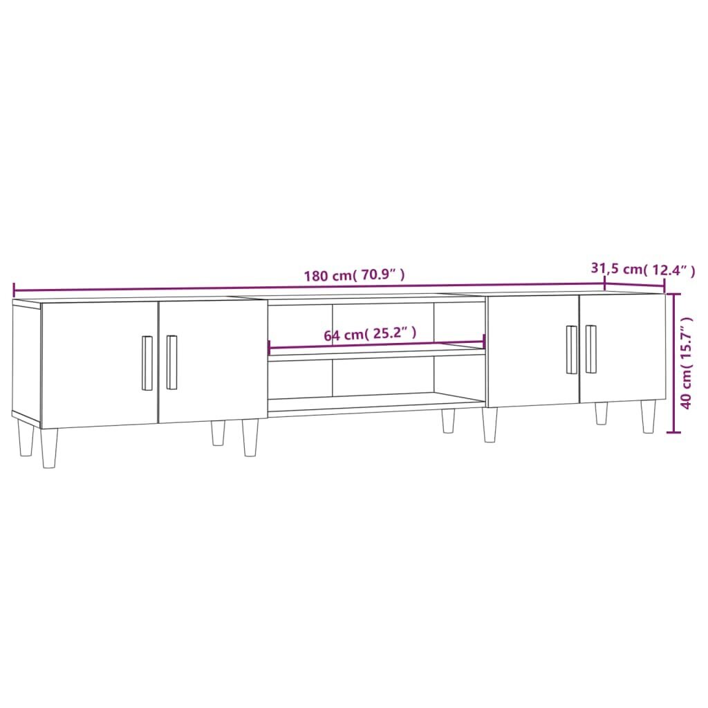 vidaXL TV-taso savutammi 180x31,5x40 cm tekninen puu hinta ja tiedot | TV-tasot | hobbyhall.fi