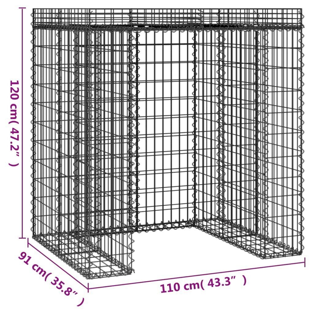 vidaXL Gabion kivikoriseinä jäteastialle 110x91x120 cm sinkitty rauta hinta ja tiedot | Aidat ja tarvikkeet | hobbyhall.fi