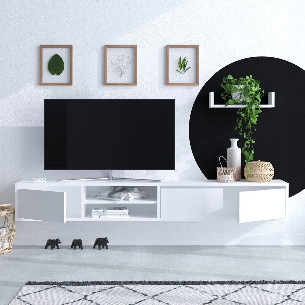 Kalune Design 2-osainen olohuoneen kalustesarja Alcor, valkoinen hinta ja tiedot | TV- ja mediakalusteet | hobbyhall.fi