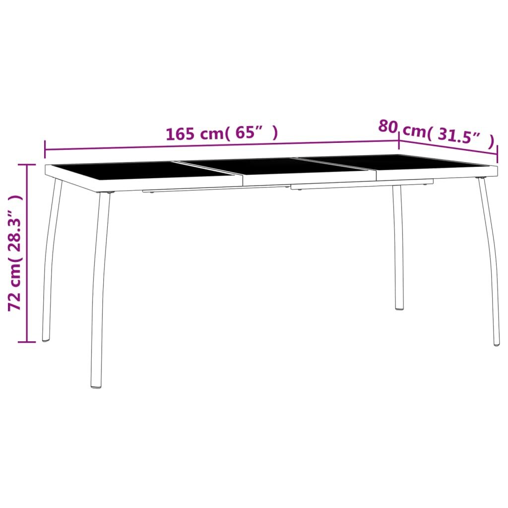 vidaXL Puutarhapöytä antrasiitti 165x80x72 cm teräsverkko hinta ja tiedot | Puutarhapöydät | hobbyhall.fi