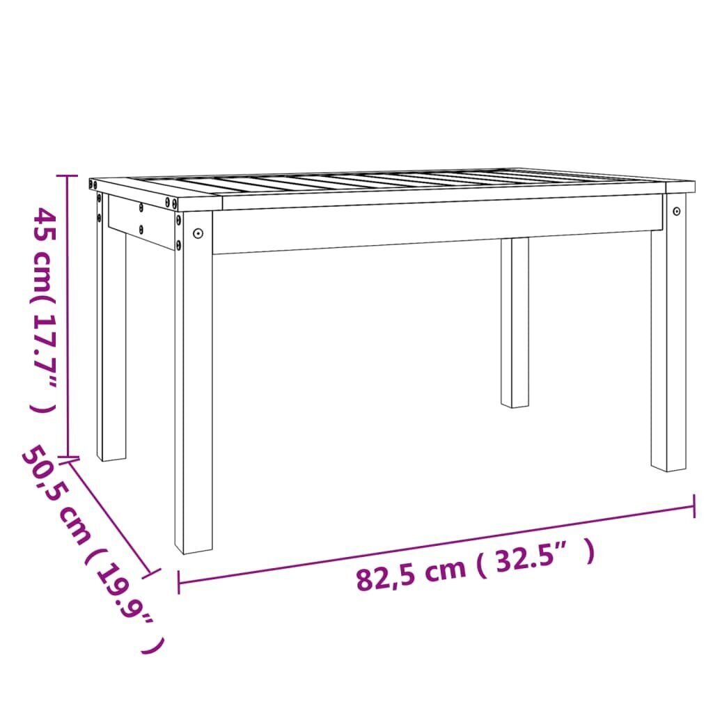 vidaXL Puutarhapöytä 82,5x50,5x45 cm täysi mänty hinta ja tiedot | Puutarhapöydät | hobbyhall.fi