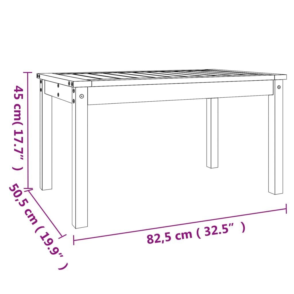 vidaXL Puutarhapöytä harmaa 82,5x50,5x45 cm täysi mänty hinta ja tiedot | Puutarhapöydät | hobbyhall.fi