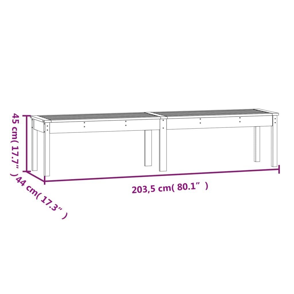 vidaXL 2-istuttava Puutarhapenkki musta 203,5x44x45 cm täysi mänty hinta ja tiedot | Puutarhapenkit | hobbyhall.fi