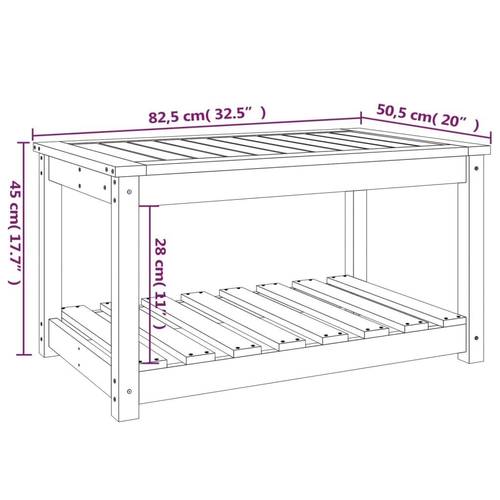 vidaXL Puutarhapöytä 82,5x50,5x45 cm täysi mänty hinta ja tiedot | Puutarhapöydät | hobbyhall.fi