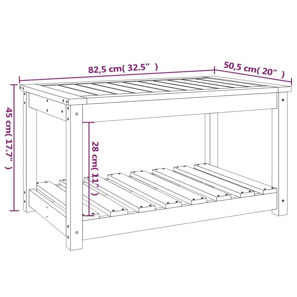 vidaXL Puutarhapöytä musta 82,5x50,5x45 cm täysi mänty hinta ja tiedot | Puutarhapöydät | hobbyhall.fi