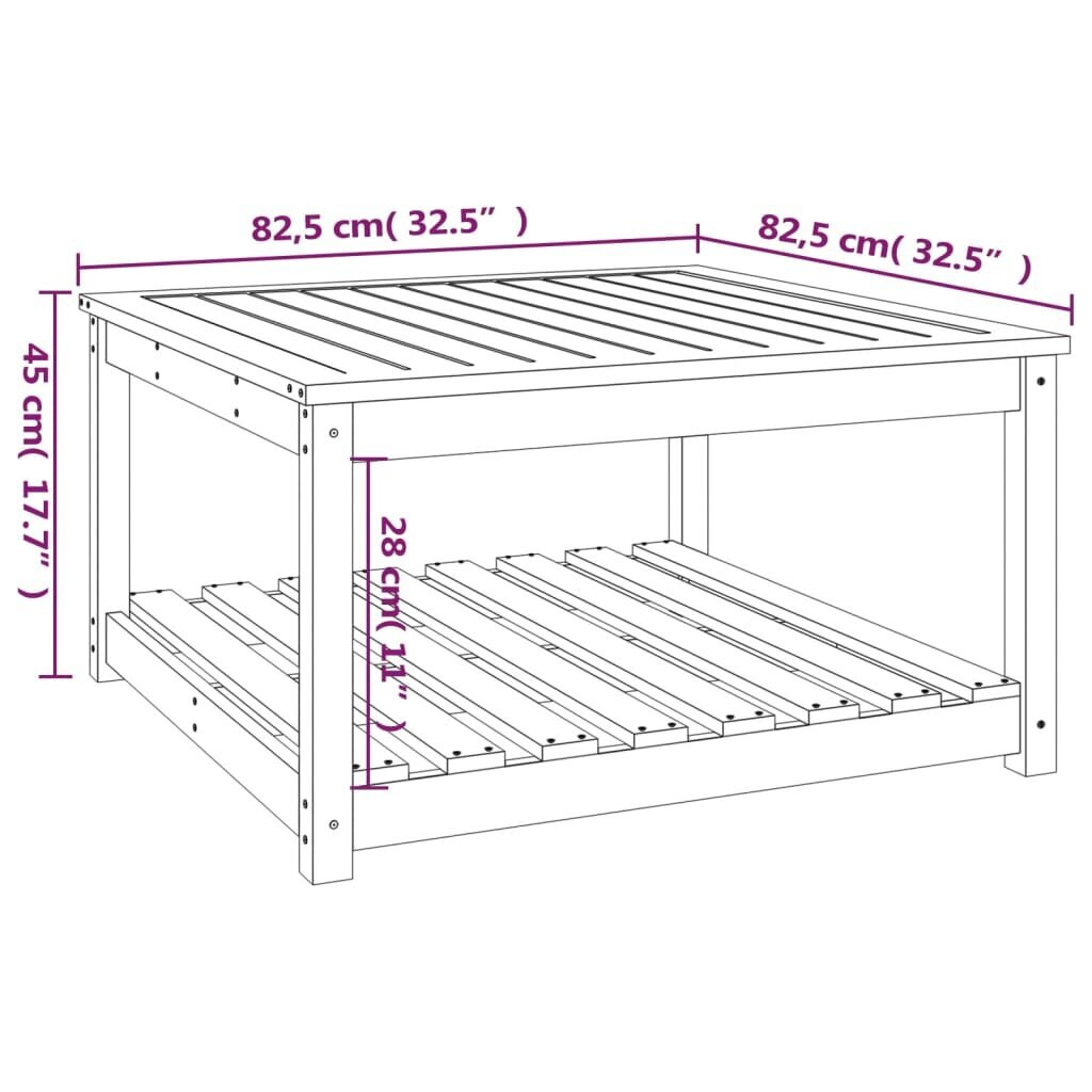 vidaXL Puutarhapöytä valkoinen 82,5x82,5x45 cm täysi mänty hinta ja tiedot | Puutarhapöydät | hobbyhall.fi