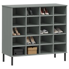 vidaXL Kenkäteline metallijaloilla harmaa 95x35x87 cm täyspuu OSLO hinta ja tiedot | Kenkäkaapit ja -hyllyt | hobbyhall.fi