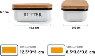 Theo & Cleo Butter-tölkki puisella kansilla, voikelloilla 250 g voita, monitoimilaitevoita, jalo ja kestävä bambu kansi, valkoinen (valkoinen) hinta ja tiedot | Astiat | hobbyhall.fi