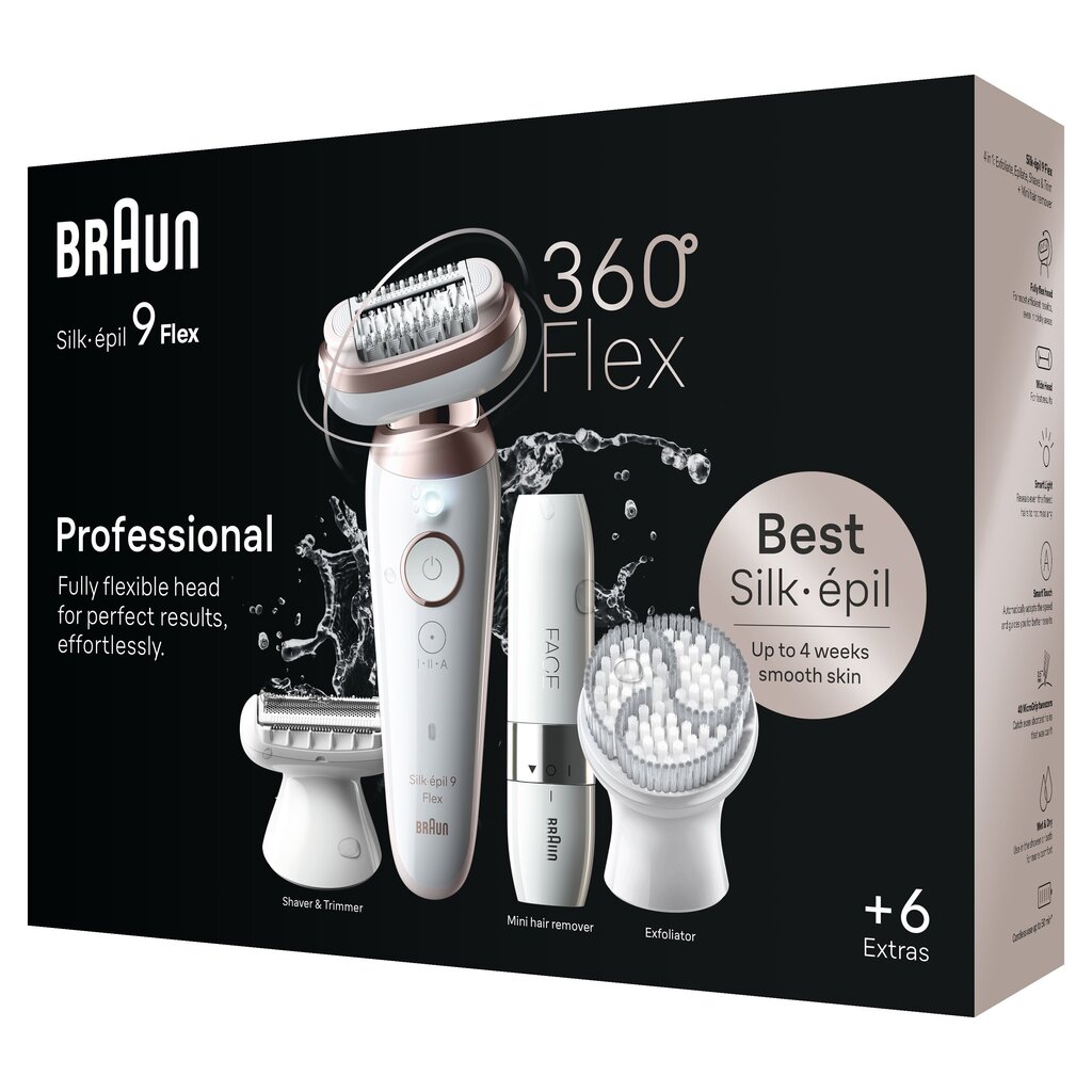 Braun SES9-360 3D Silk-épil 9 Flex hinta ja tiedot | Epilaattorit ja karvanpoistolaitteet | hobbyhall.fi