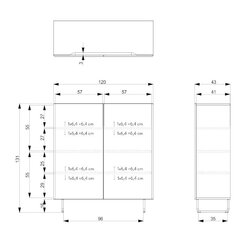 Senkki Tenzo Parma, 120x43x131 cm, sininen hinta ja tiedot | Lipastot | hobbyhall.fi