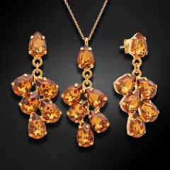 Naisten korusetti Diamond Sky Amber II, Light Amber, Swarovski kristalleilla DS00S418 hinta ja tiedot | Korusetit | hobbyhall.fi