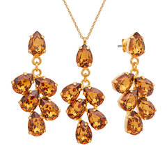 Naisten korusetti Diamond Sky Amber II, Light Amber, Swarovski kristalleilla DS00S418 hinta ja tiedot | Korusetit | hobbyhall.fi
