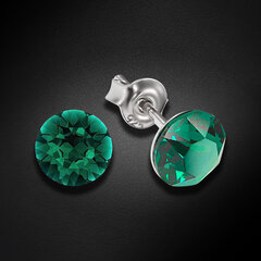 Hopeiset korvakorut, Classic, Emerald, Swarovskin kristalleilla DS02A915 hinta ja tiedot | Korvakorut | hobbyhall.fi