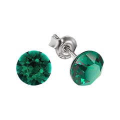 Hopeiset korvakorut, Classic, Emerald, Swarovskin kristalleilla DS02A915 hinta ja tiedot | Korvakorut | hobbyhall.fi