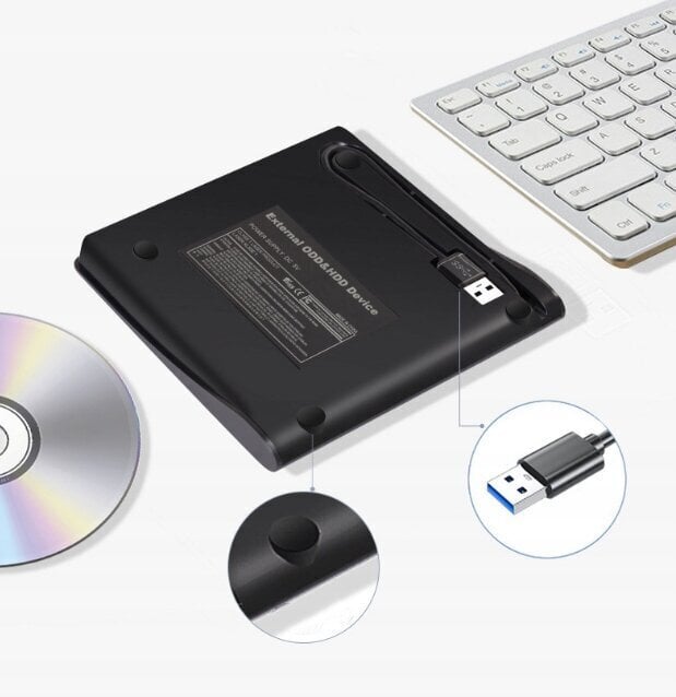 Ulkoinen kannettava DVD CD-asema USB 3.0 Tallennin CD / DVD-soitin kannettavaan tietokoneeseen hinta ja tiedot | Levyasemat | hobbyhall.fi